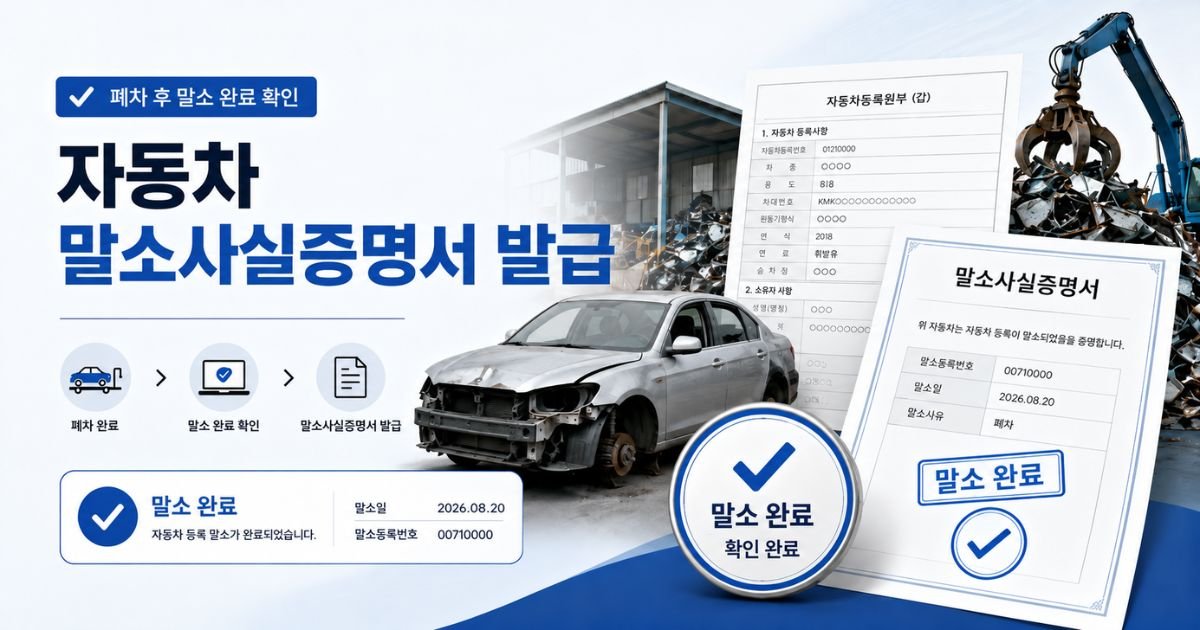 폐차 후 말소 완료를 확인하는 자동차 말소사실증명서 발급 안내 이미지