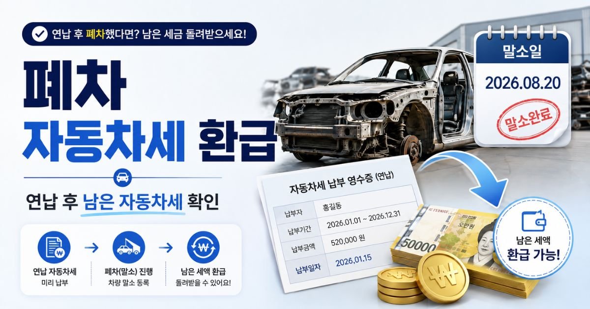 폐차 자동차세 환급 연납 후 남은 자동차세 확인 이미지