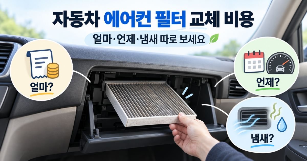 셀프교체와 교체시기 냄새 기준을 보여주는 자동차 에어컨 필터 교체 비용 대표 이미지