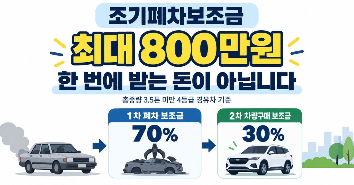1차 70%와 2차 30% 상한 구조를 보여주는 조기폐차보조금 대표 이미지