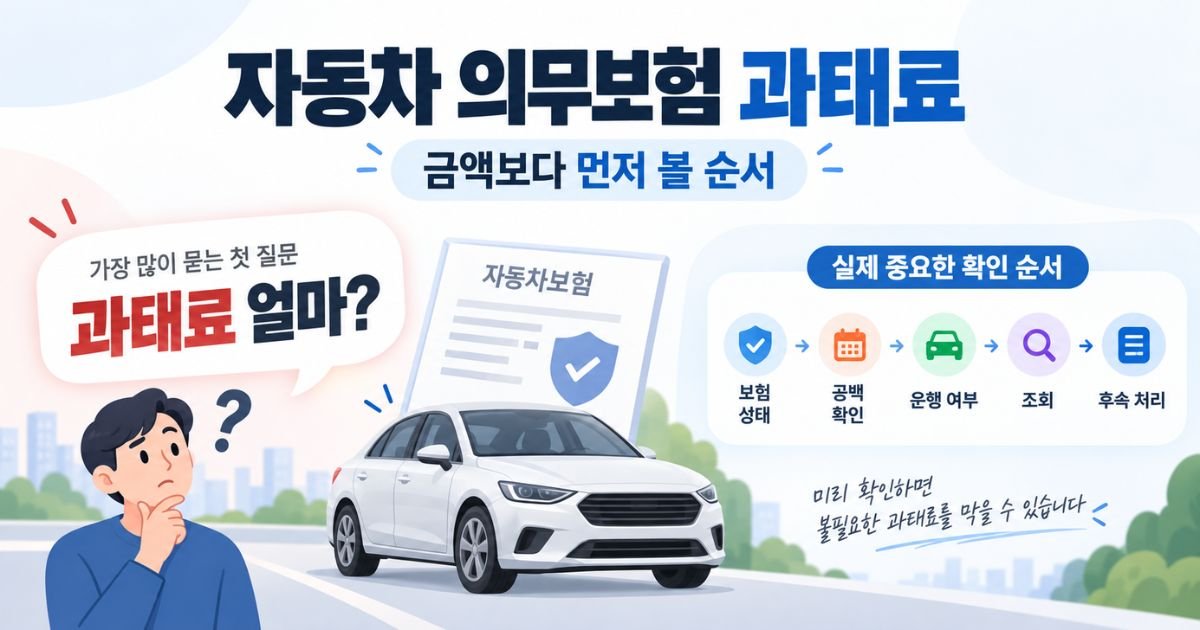 보험 공백 후 확인 순서를 보여주는 자동차 의무보험 과태료 대표 이미지
