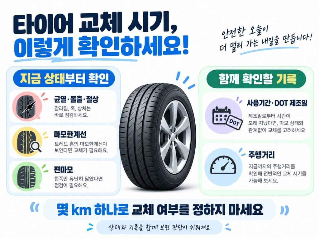 손상 마모 편마모 사용기간 주행거리를 나눠 확인하는 타이어 교체주기 본문 이미지