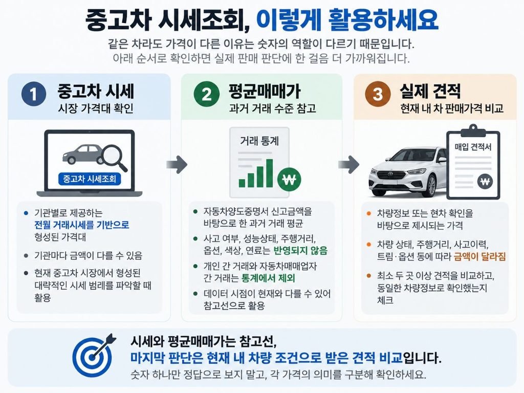 시장 가격대 확인부터 실제 견적 비교 흐름을 정리한 중고차 시세조회 본문 이미지