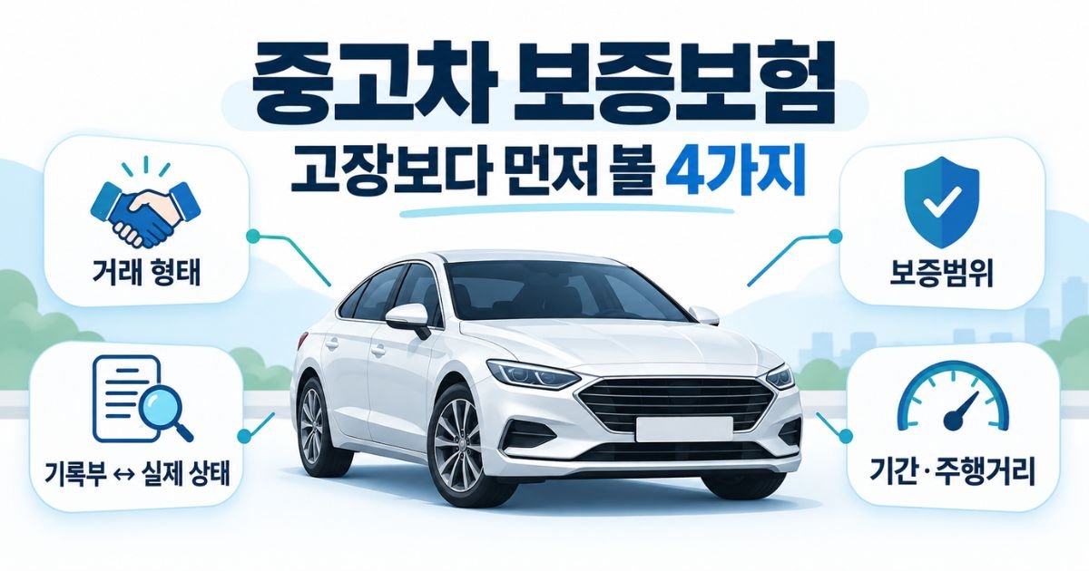 중고차 보증보험 거래 형태 기록부 실제 상태 보증범위 기간 주행거리 확인 이미지