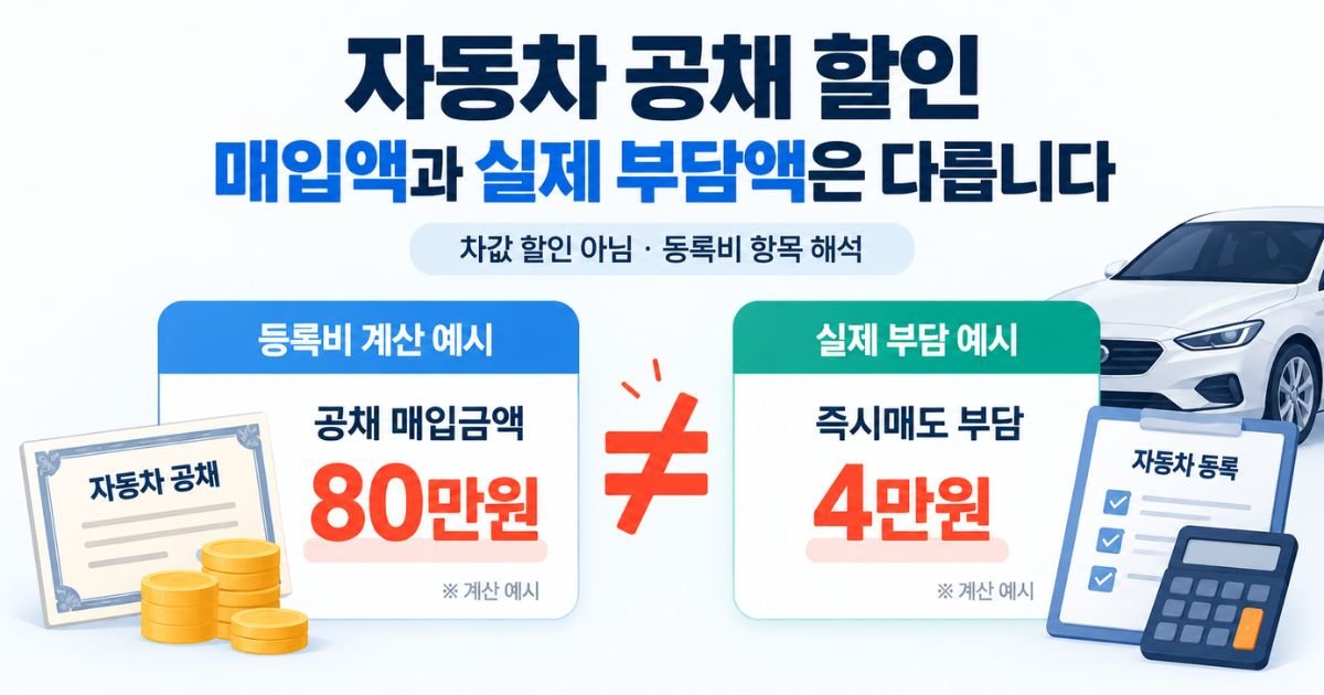 공채 매입액과 실제 부담액을 비교한 자동차 공채 할인 대표 이미지