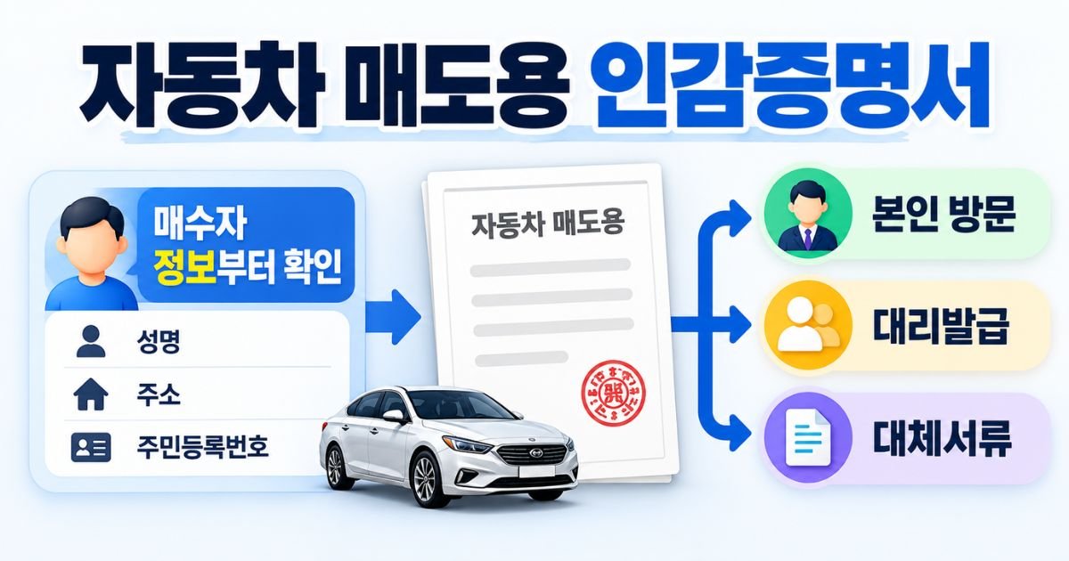 매수자 정보와 발급방식을 확인하는 자동차 매도용 인감증명서 안내