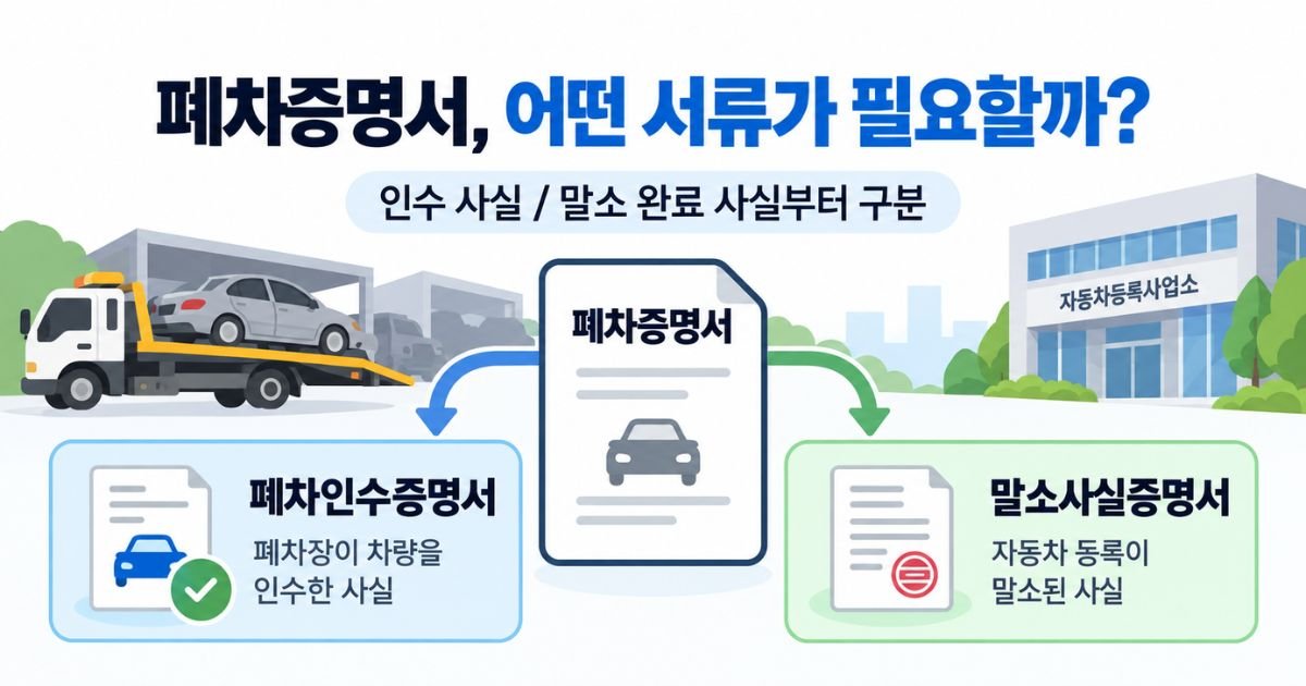 폐차증명서 서류 구분 폐차인수증명서와 말소사실증명서 안내