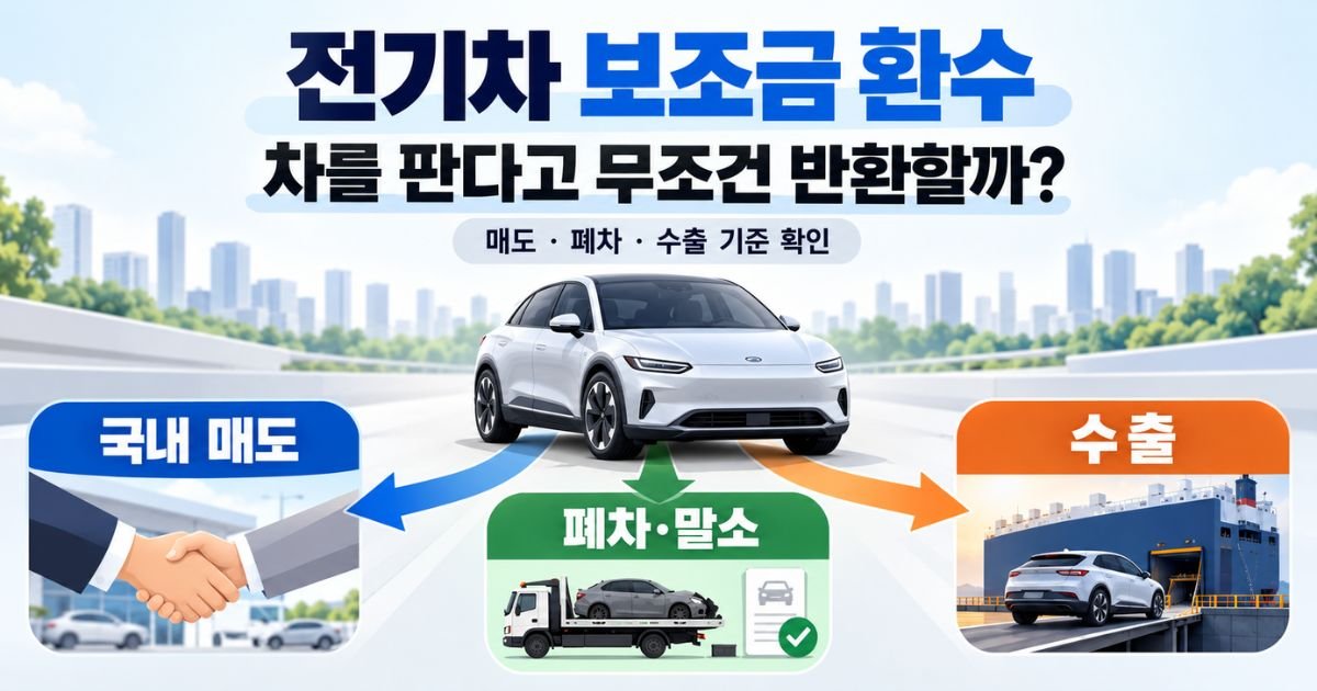 매도 폐차 수출 상황을 구분한 전기차 보조금 환수 안내