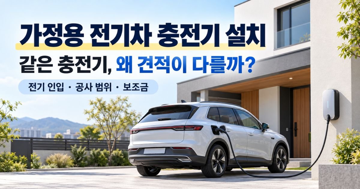 가정용 전기차 충전기 설치 단독주택 전기차와 벽부형 완속충전기 전기 인입 공사비 안내